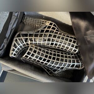 Yves Saint Laurent Metallic Cage Heeled Boots